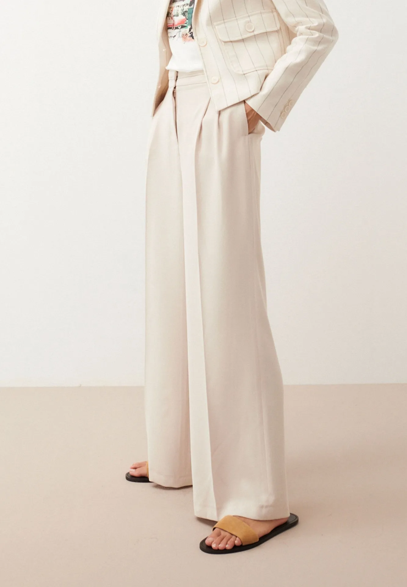 More & More Wide Leg Trouser Powder Creme