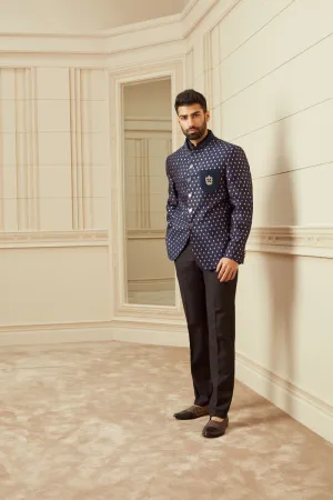 Navy Velvet Bandhgala