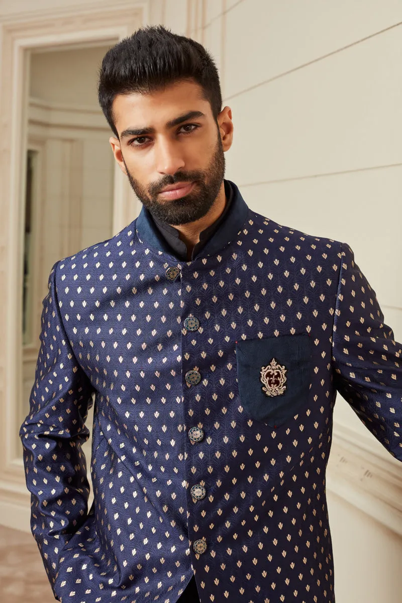 Navy Velvet Bandhgala