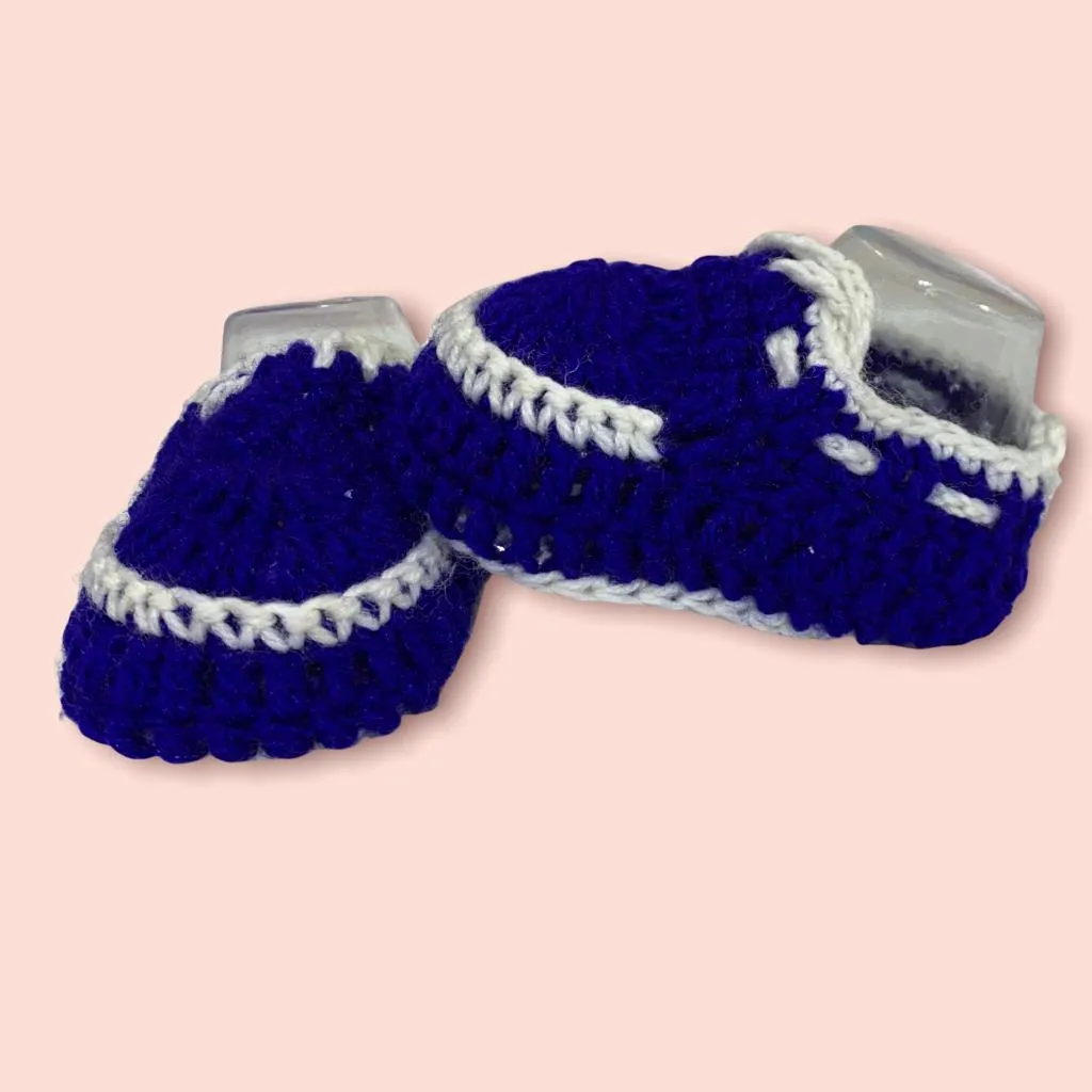 New Baby Winter Socks Shoes In Crochet Character Shoes (0-3 Months) In Blue Colour RTY665