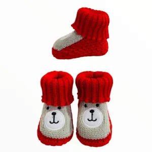 New Baby Winter Socks Shoes In Crochet Character Shoes (0-6 Months) In Red & Skin Color On Sale