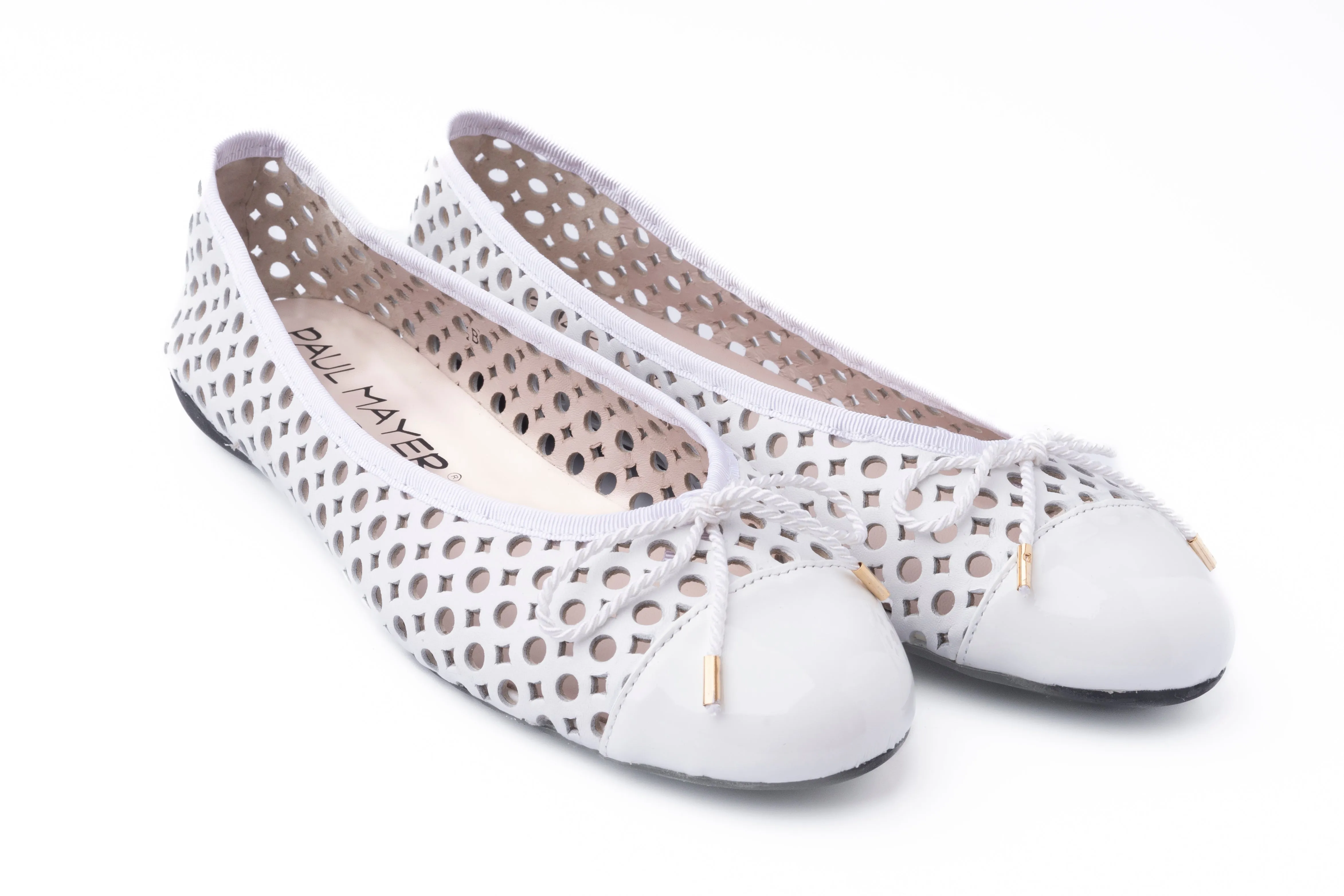 PAUL MAYER - BRANDY - SIZE 10 - PATENT WHITE NAPPA WHITE