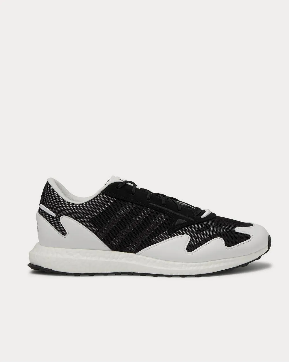 Rhisu Run Leather and Suede-Trimmed Mesh  Black low top sneakers