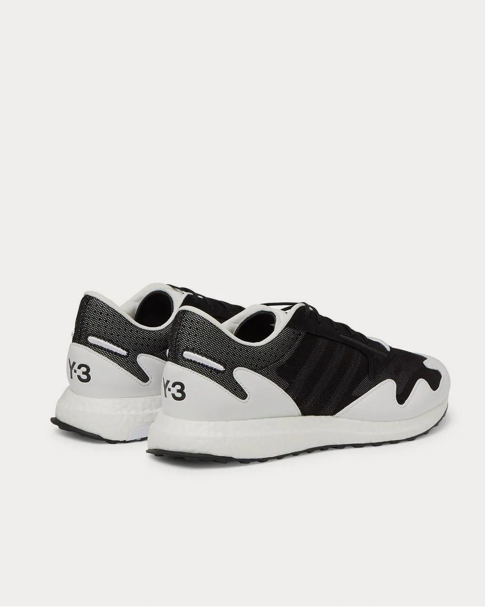 Rhisu Run Leather and Suede-Trimmed Mesh  Black low top sneakers