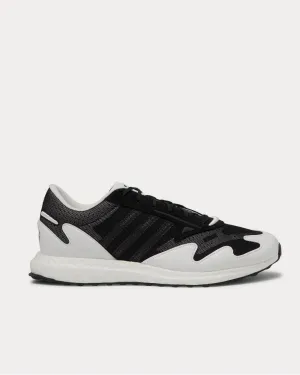 Rhisu Run Leather and Suede-Trimmed Mesh  Black low top sneakers