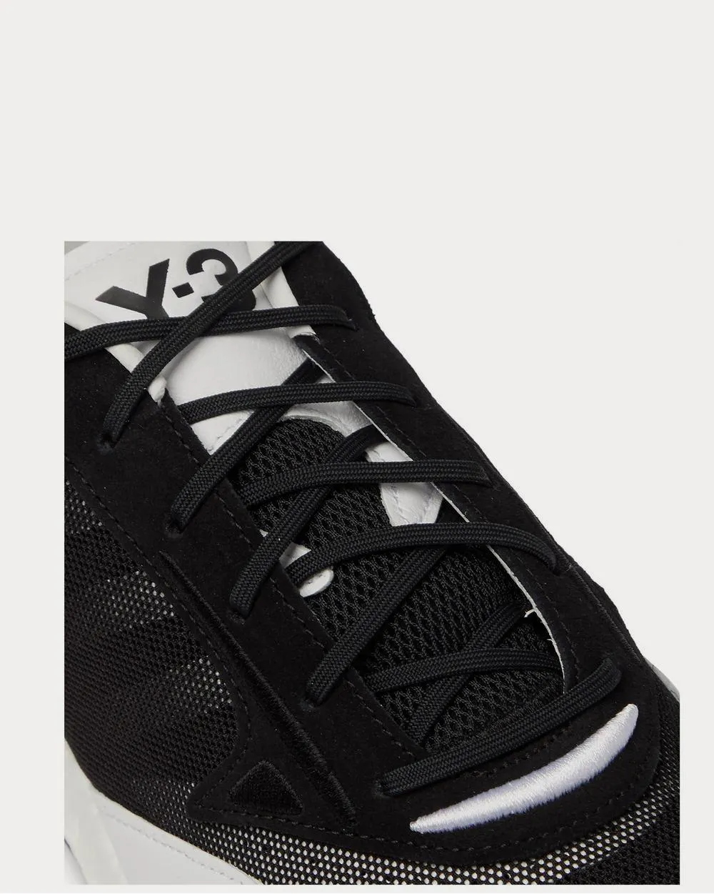 Rhisu Run Leather and Suede-Trimmed Mesh  Black low top sneakers