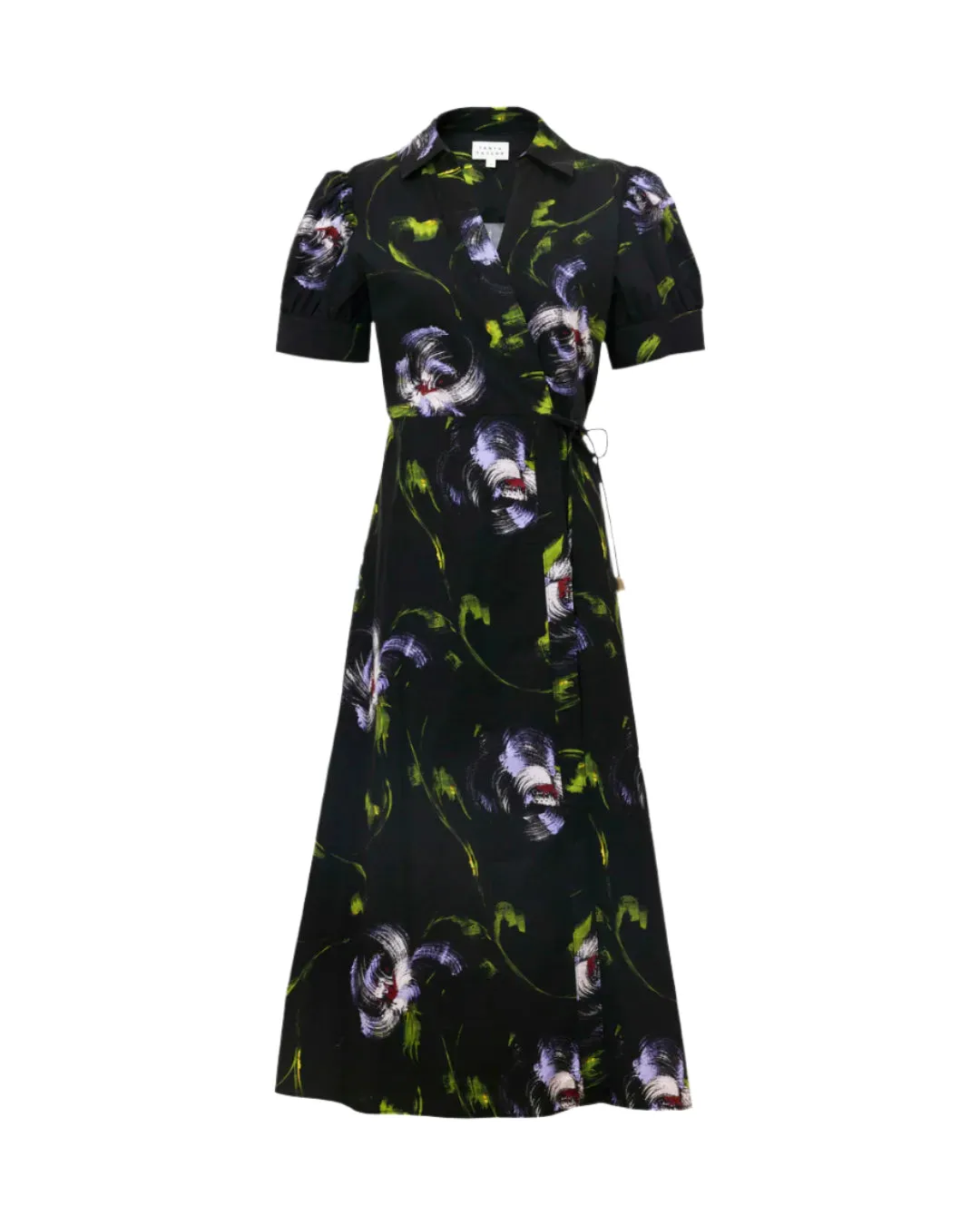 Short Sleeve Midi Shivon Dress (Black/Periwinkle Multi)