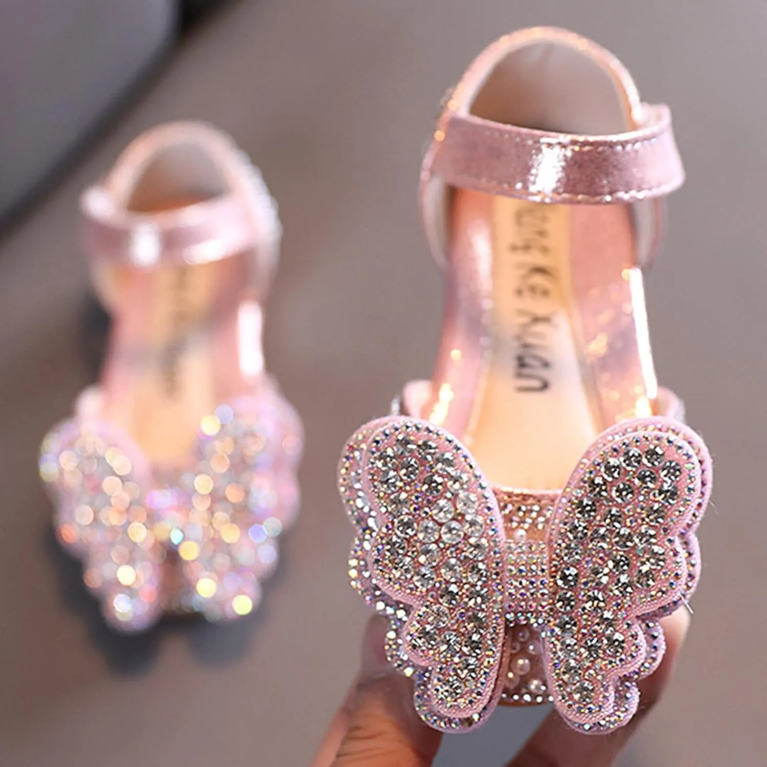 Summer Girls Dance Shoes Princess Dress Performance Shoes Cartoon Butterfly Shape Rhinestone Dance Shoes for