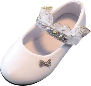 Toddler Baby Girls Dress Shoes Rhinstones Mary Jane Ballet Flats Flower Kids School Party Wedding Shoes