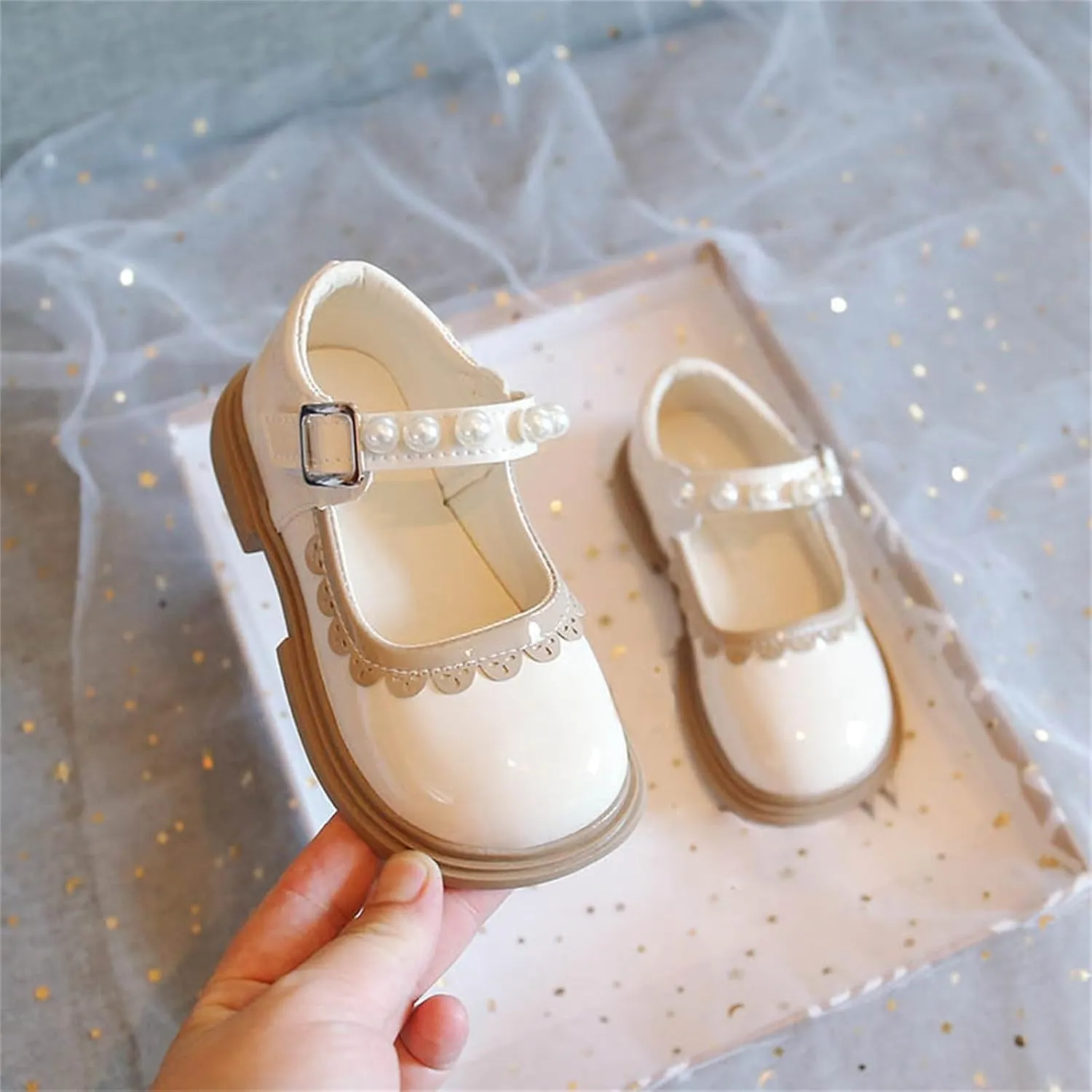 Toddler Baby Girls Dress Shoes Wedding Party School Ankle Strap Ballet Flats Shoes Little Girls Flower Girl Shoes