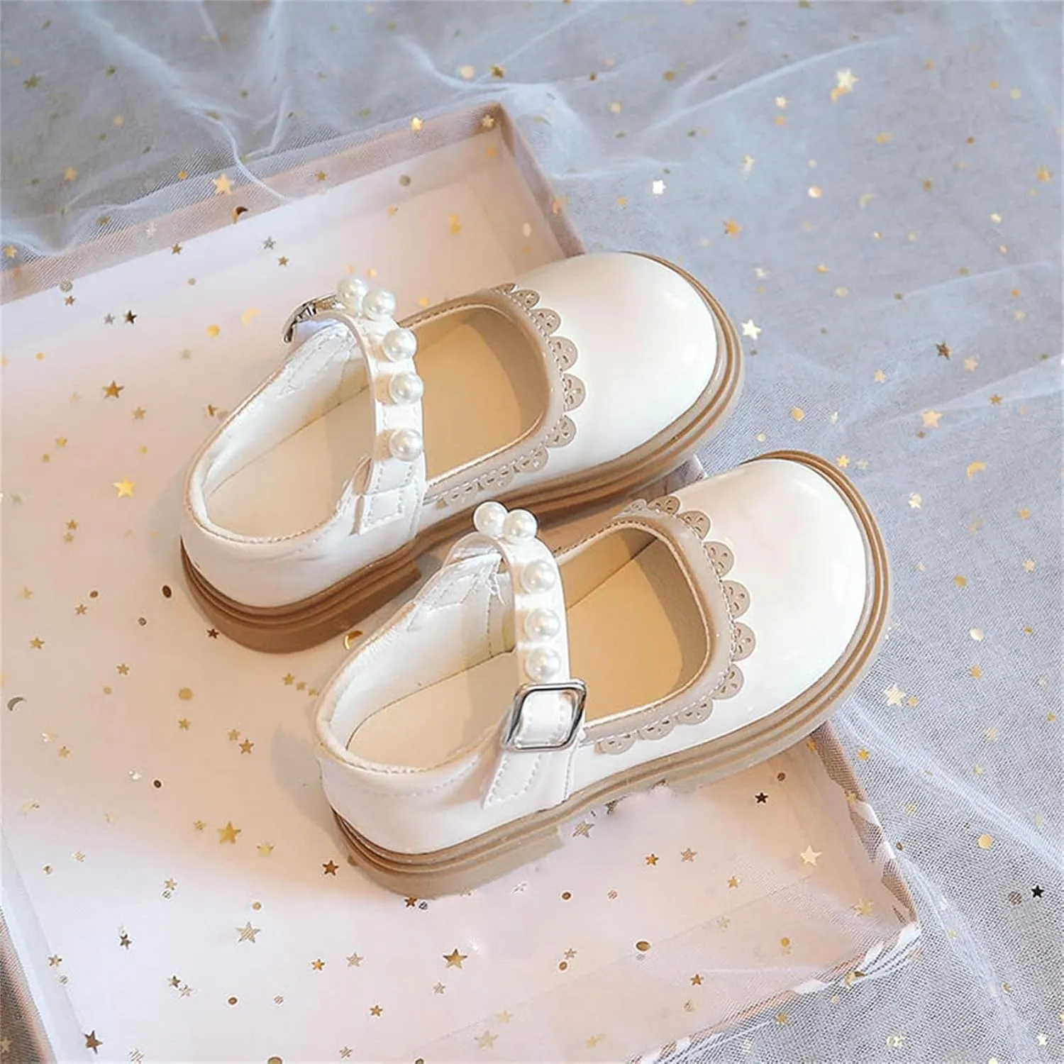 Toddler Baby Girls Dress Shoes Wedding Party School Ankle Strap Ballet Flats Shoes Little Girls Flower Girl Shoes
