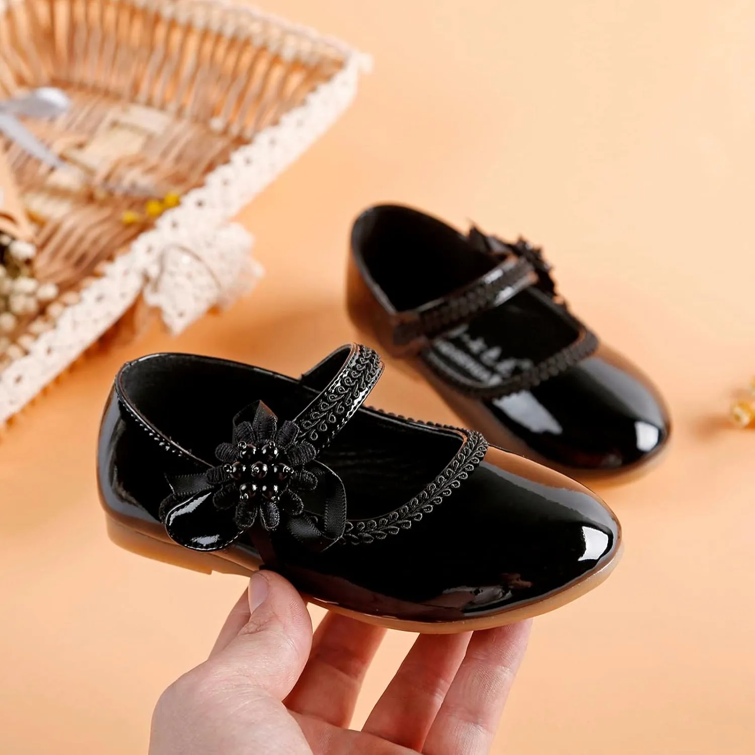Toddler Girls Dress Shoes Mary Jane Ballet Flats Flower Girl School Party Wedding Shoes with Mary Jane Shoes Girls