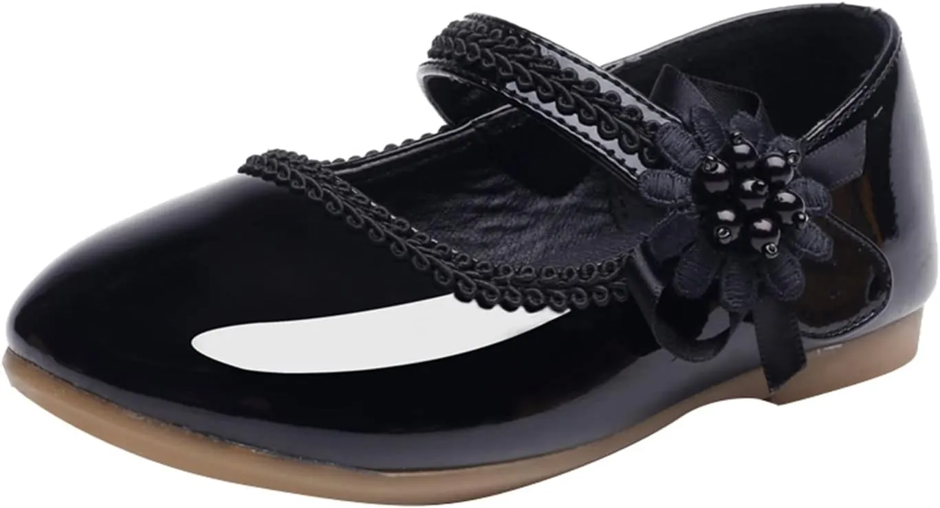 Toddler Girls Dress Shoes Mary Jane Ballet Flats Flower Girl School Party Wedding Shoes with Mary Jane Shoes Girls