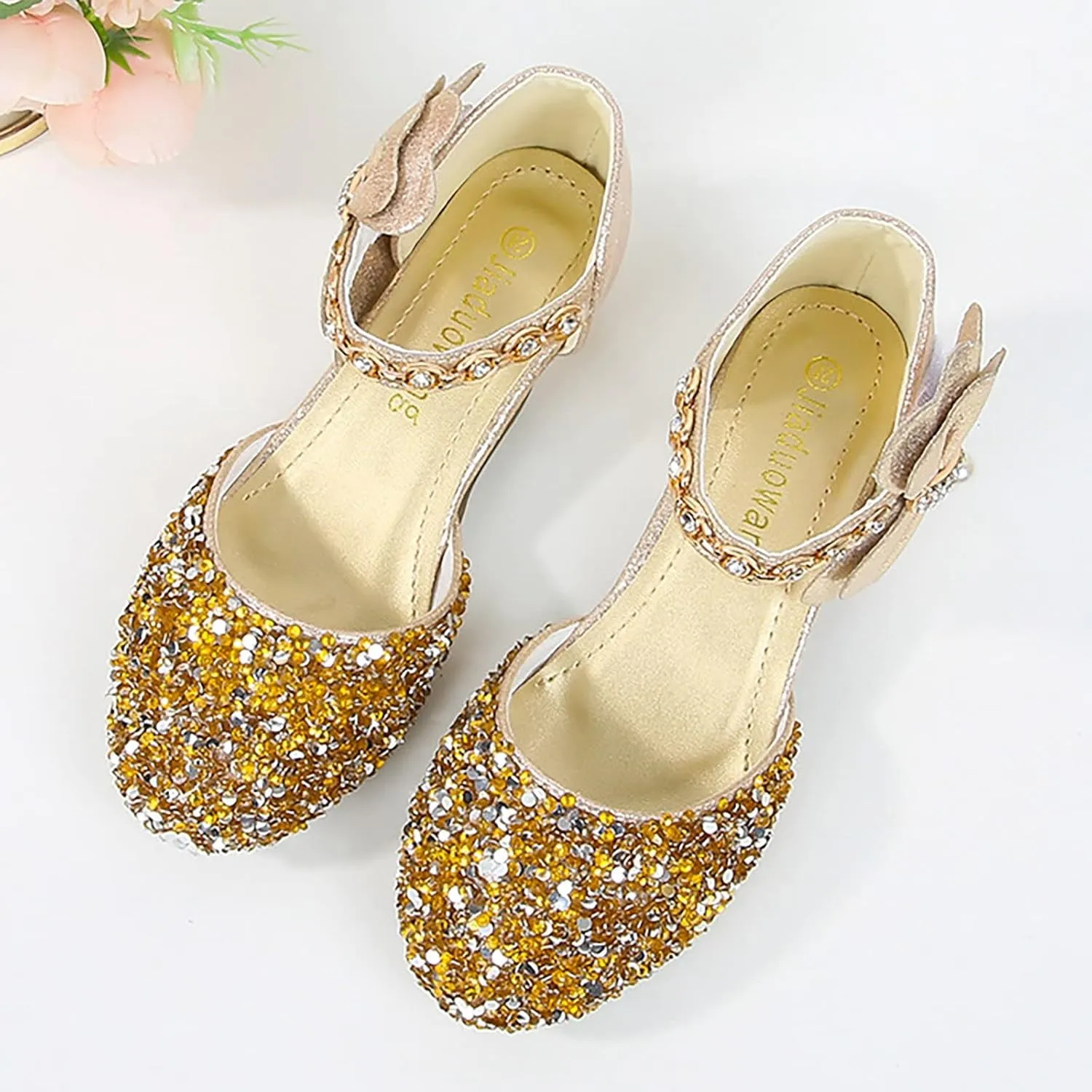 Toddler Girls Mary Jane Dress Shoes Rhinestones Bows Flower Girl Wedding Low Heels Pump Shoes Toddler Sandals Kids