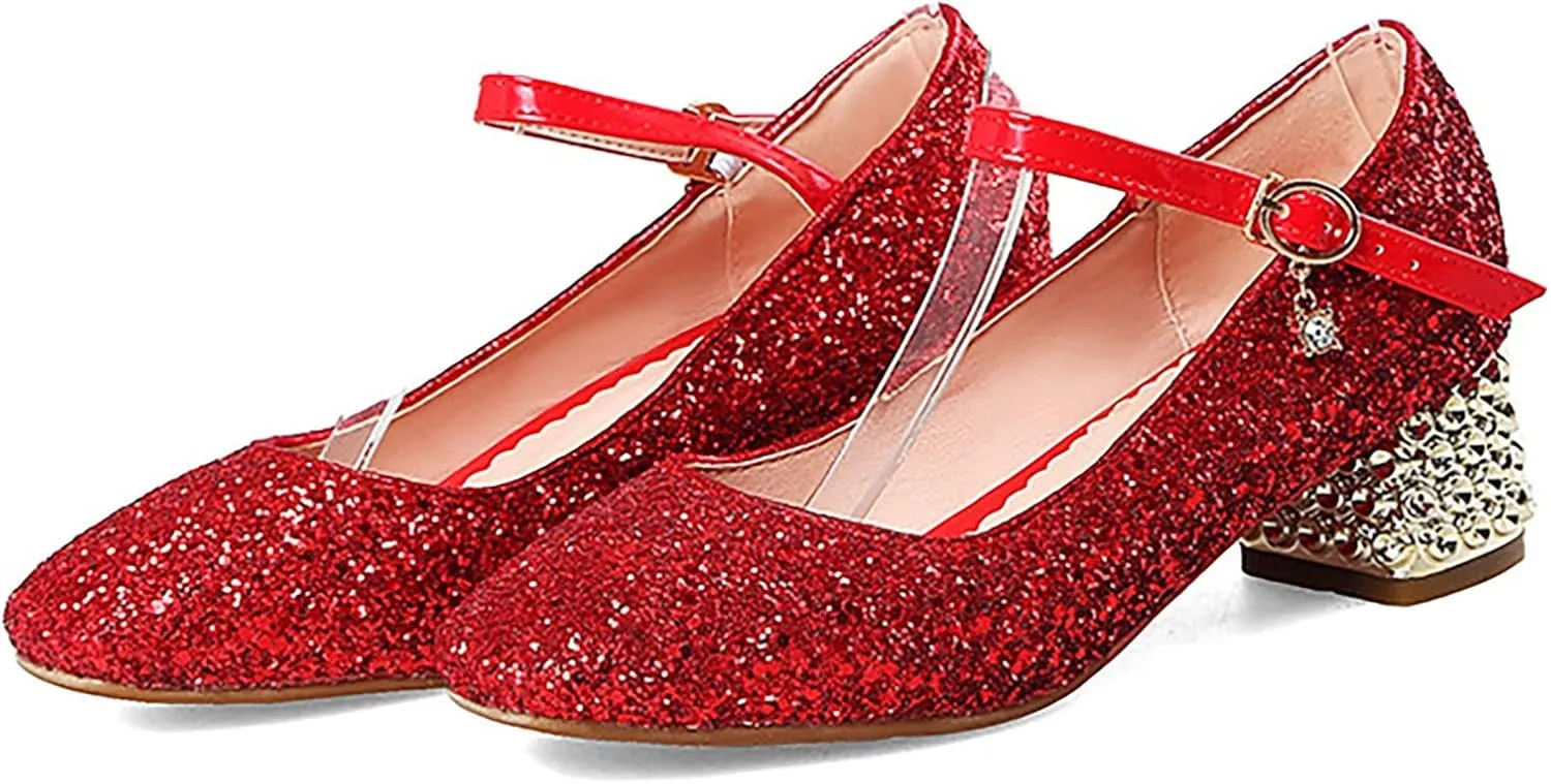 Toddler Girls Shoes High Heel Girls Dress Shoes Sparkle Mary Jane Flower Girls Wedding Birthday Party Prom