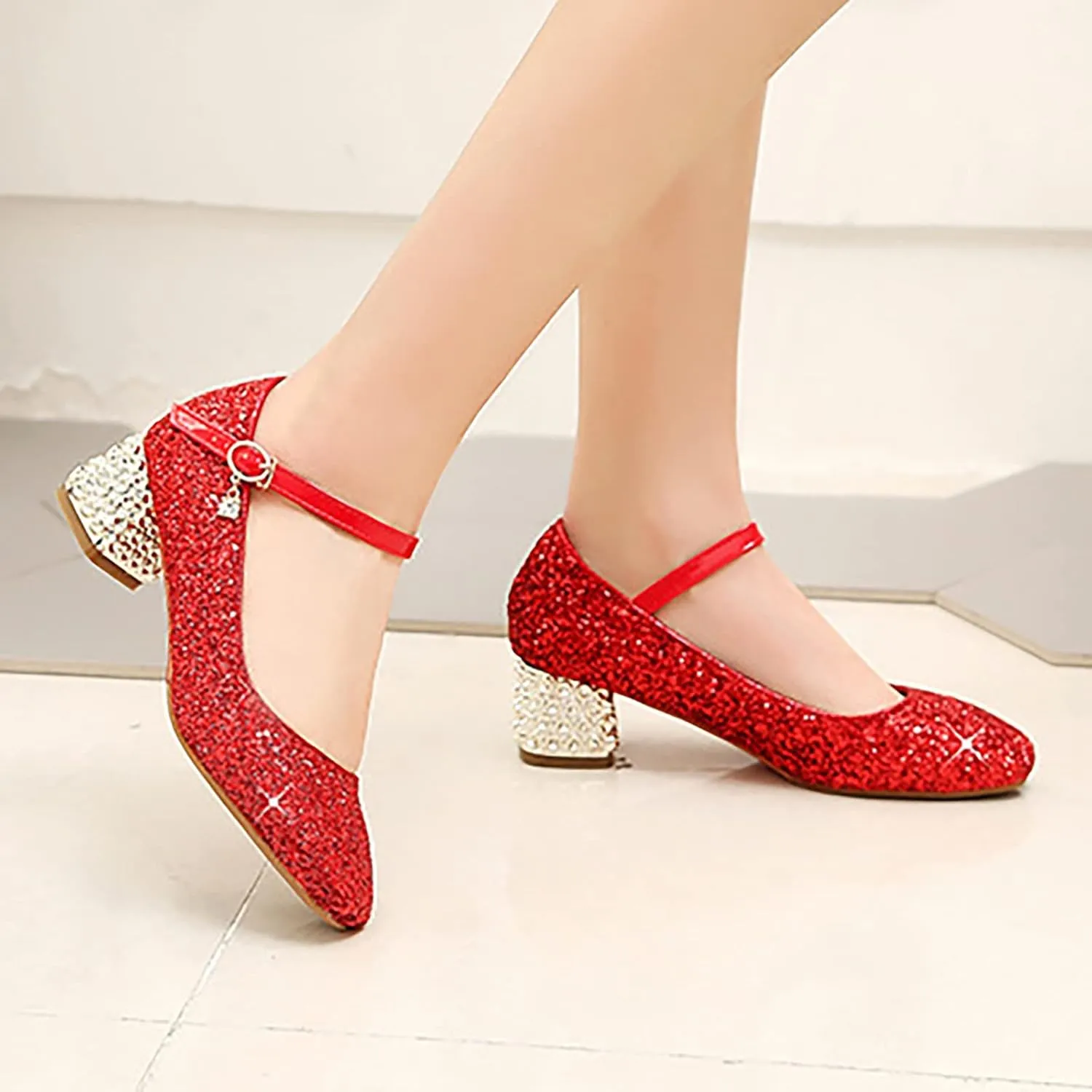 Toddler Girls Shoes High Heel Girls Dress Shoes Sparkle Mary Jane Flower Girls Wedding Birthday Party Prom