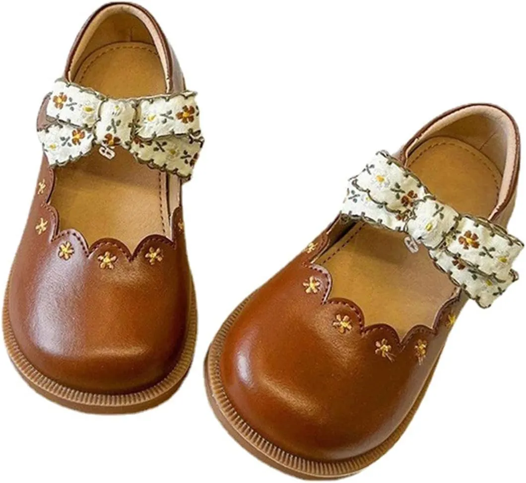 Toddler Little Kid Girl's Dress Mary Jane Ballet Flats Bow Flower Girl School Wedding Party Ballerina Flat Shoes