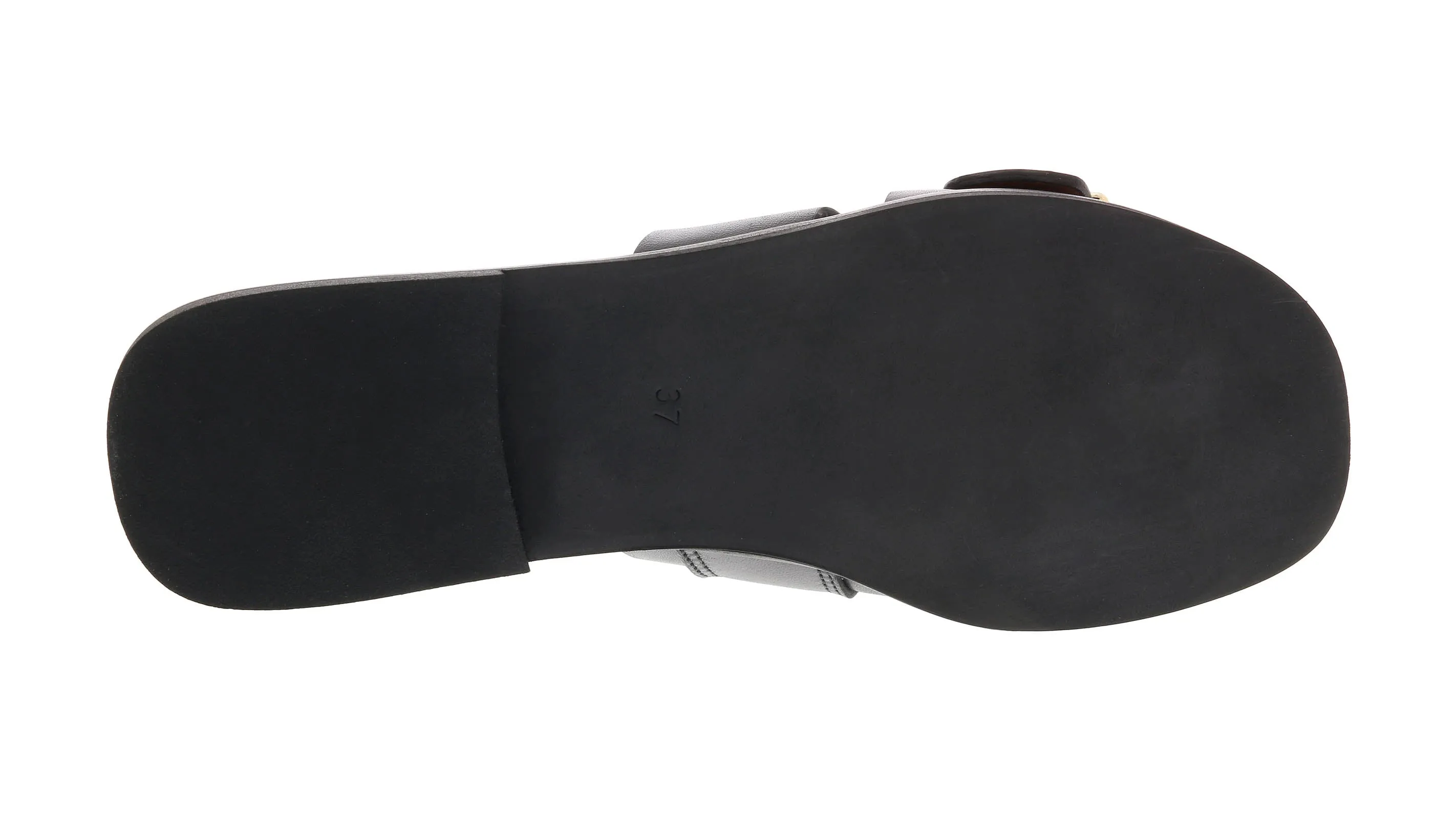 Ventutto Black Buckle Flat Leather Slide-