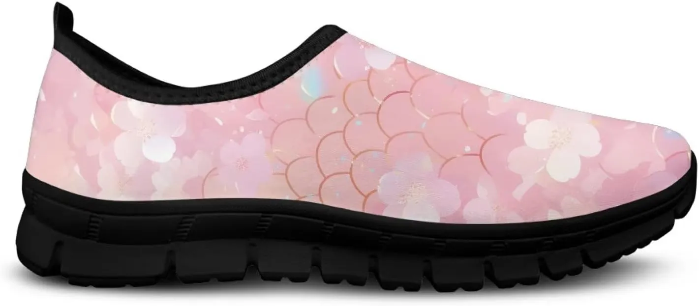 Walking Shoes for Women Casual Fashion Sneakers Women's Comfortable Lightweight Loafers Slip On Flat Shoes Black Sole