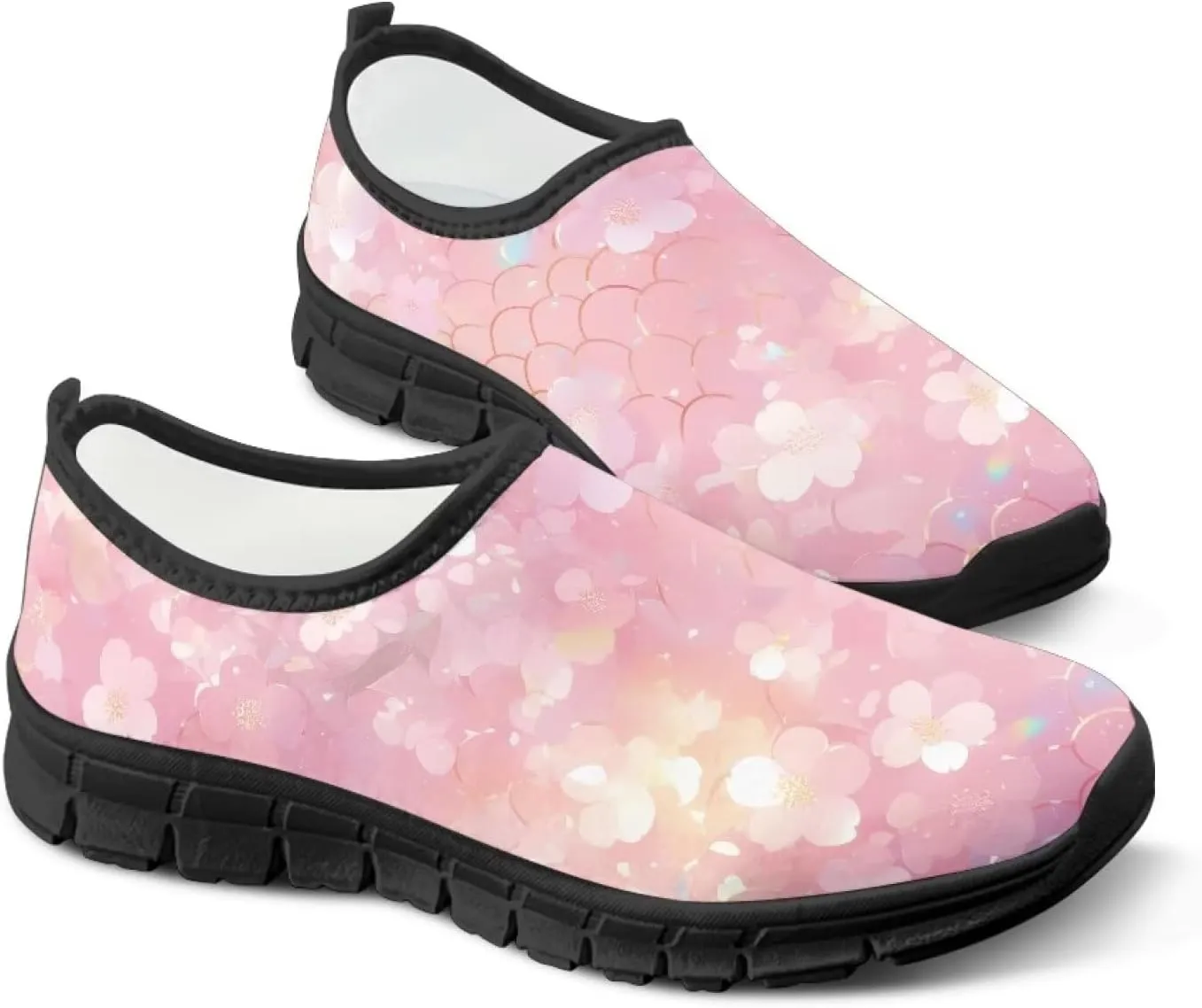 Walking Shoes for Women Casual Fashion Sneakers Women's Comfortable Lightweight Loafers Slip On Flat Shoes Black Sole