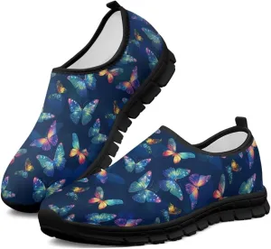 Walking Shoes for Women Casual Fashion Sneakers Women's Comfortable Lightweight Loafers Slip On Flat Shoes Black Sole