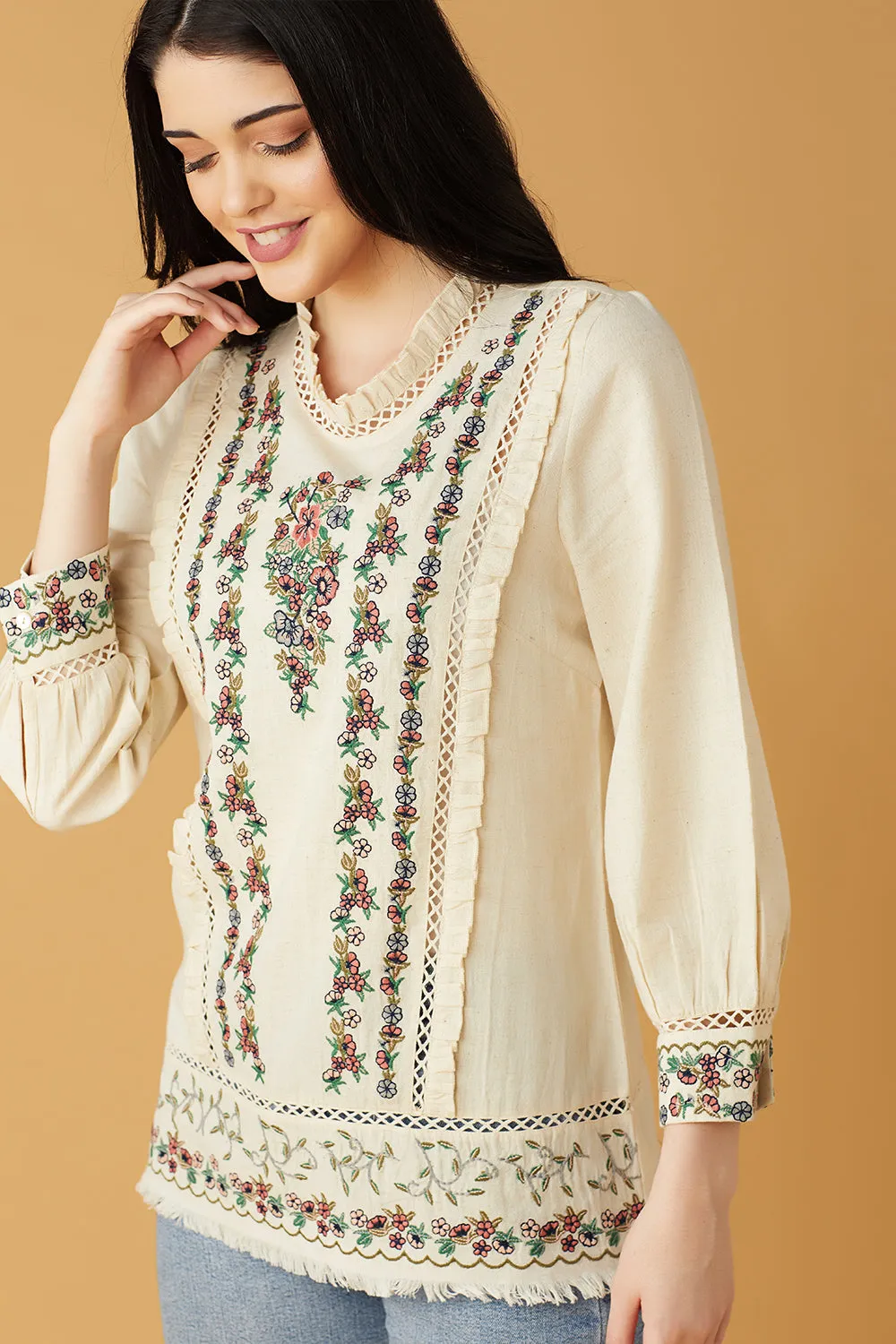 White Exquisite Embroidered Blouse