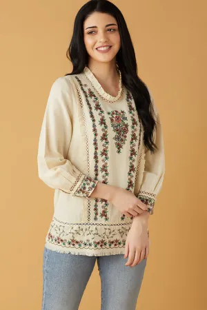 White Exquisite Embroidered Blouse