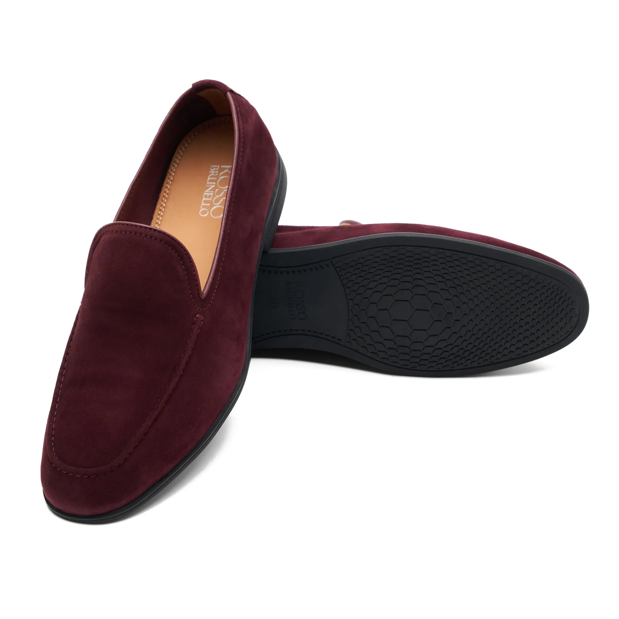 Wine Leather Panel Loafers