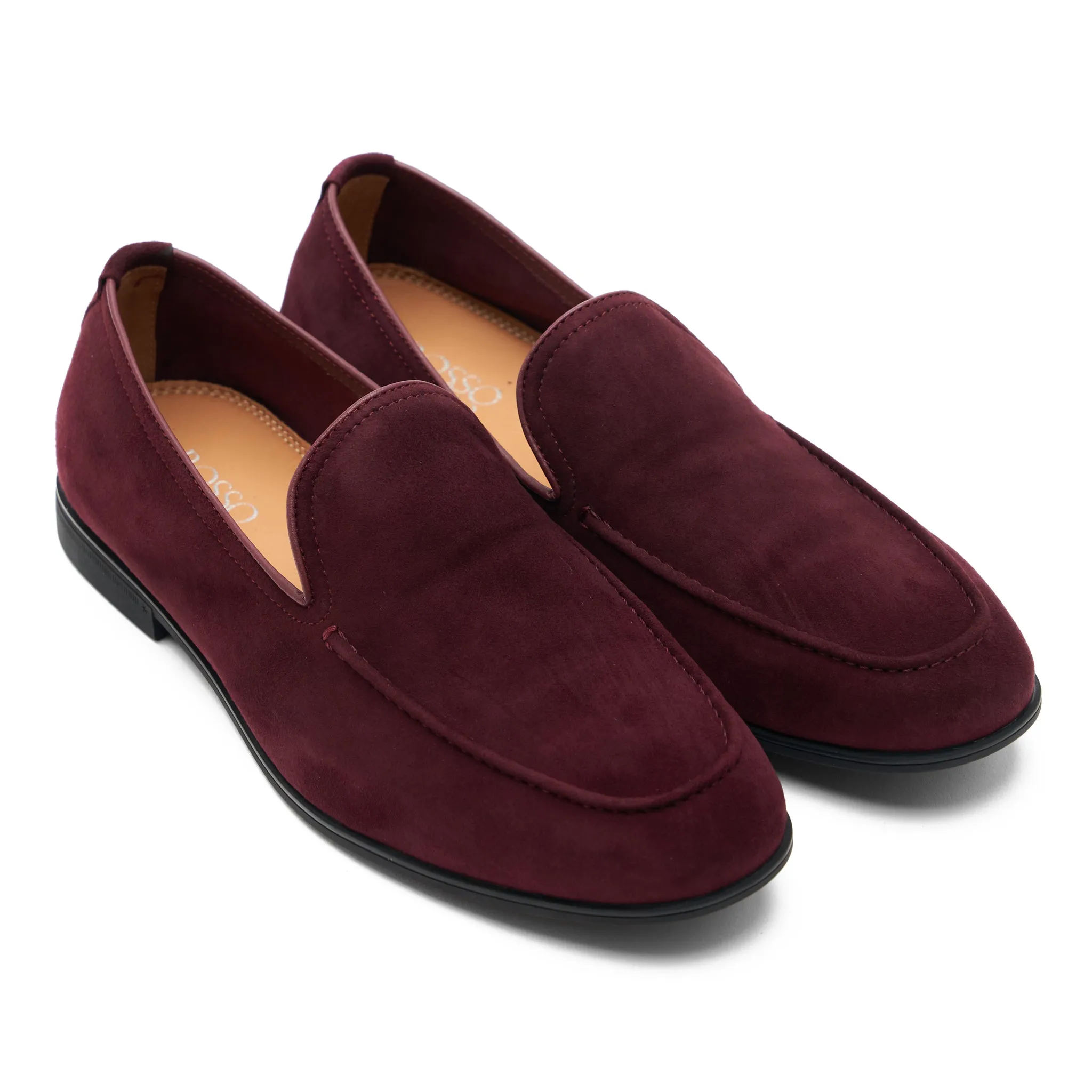 Wine Leather Panel Loafers