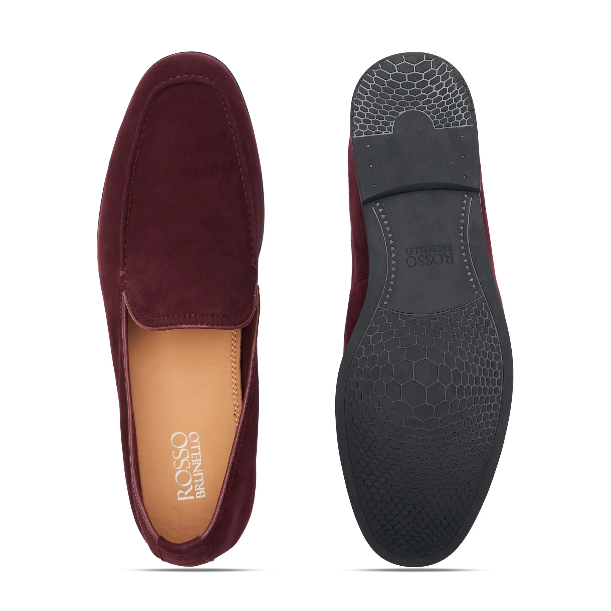Wine Leather Panel Loafers