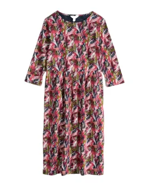 Women's 3/4 Sleeve Sea Strewn Midi Dress in Towan Grasses Maritime