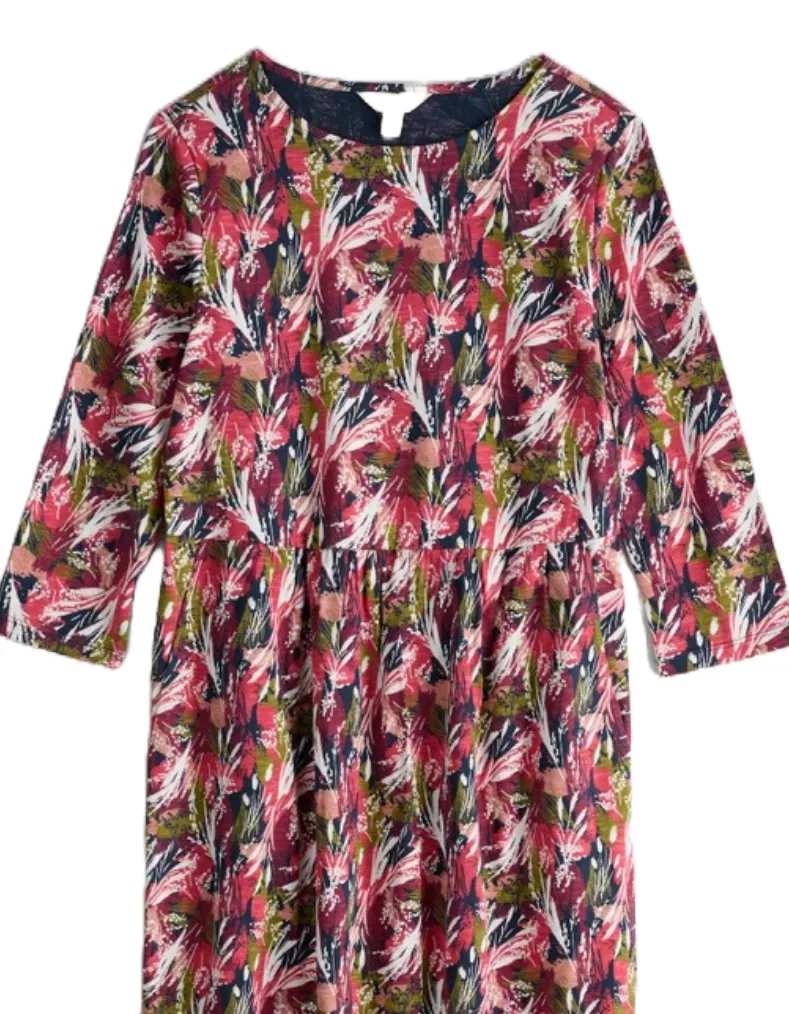 Women's 3/4 Sleeve Sea Strewn Midi Dress in Towan Grasses Maritime