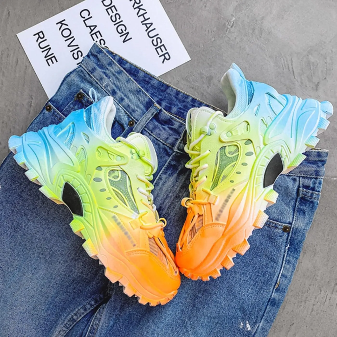 Women's Chunky Platform Sneakers 5cm Height Increase Comfortable Walking Shoes Travel & Gift