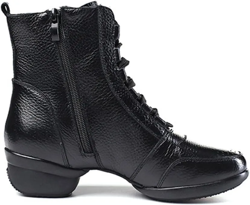 Women's Dance Boots, Fashion Performance Ballroom Trainers Lace-Up Rubber Sole Latin Dancing Shoes