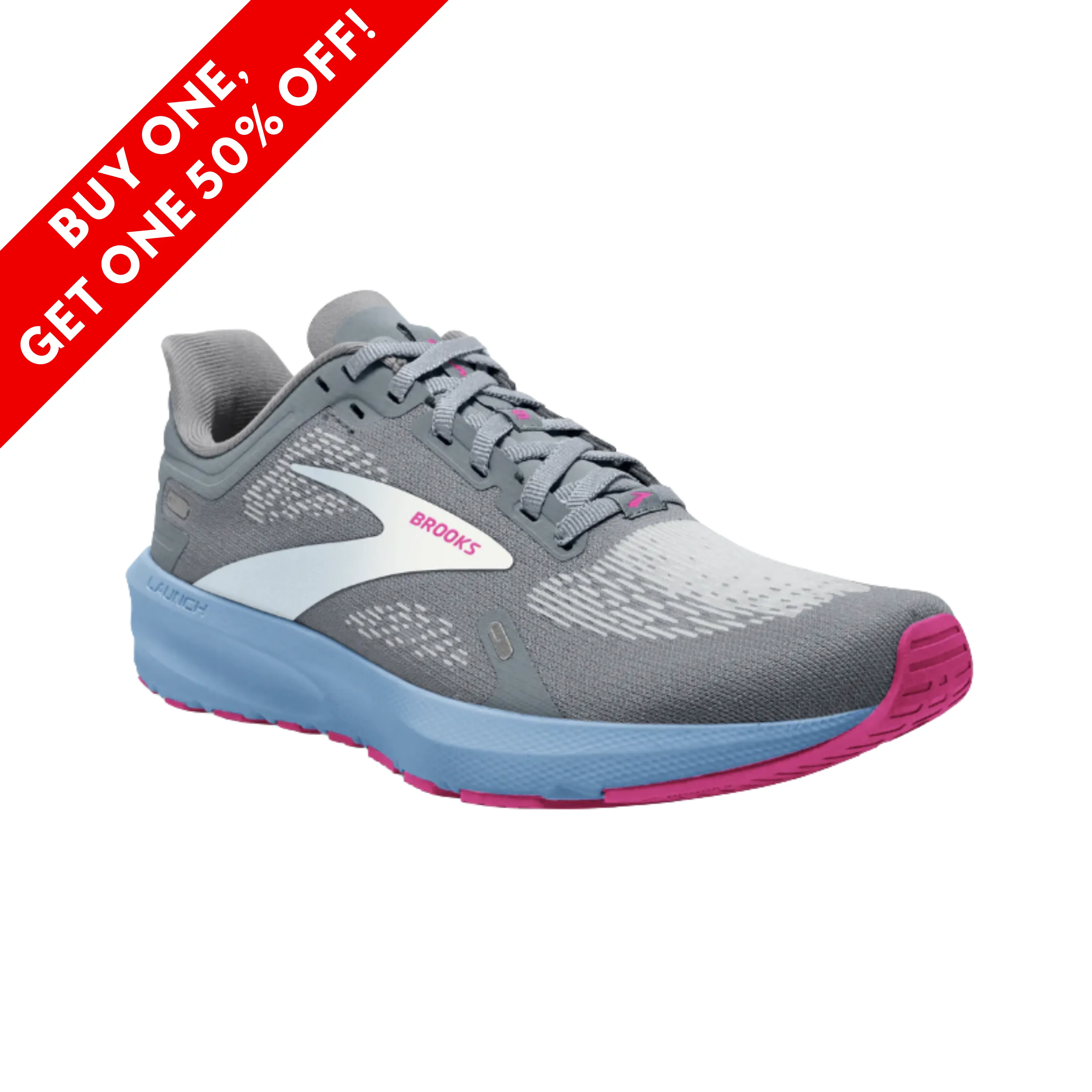 Womens Launch 9  Grey Blue Pink (B Width)