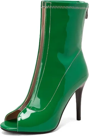 YKXLM Latin Dance Boots Salsa Women Ballroom Lace-up Ankle Open Toe Dance Shoes,9676-2,Green,5US