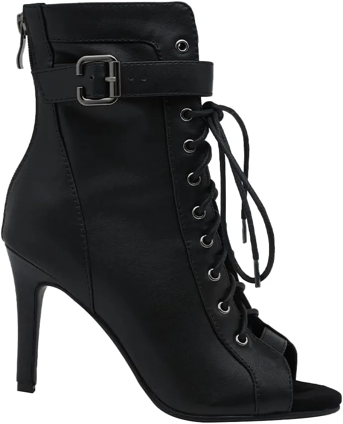 YKXLM Peep Toe Booties Latin Dance Heel for Women Ballroom Dance Shoes,A-5