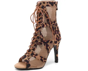 YKXLM Peep Toe Boots for Latin Dance Shoes Sexy Heel for Dancing,K100