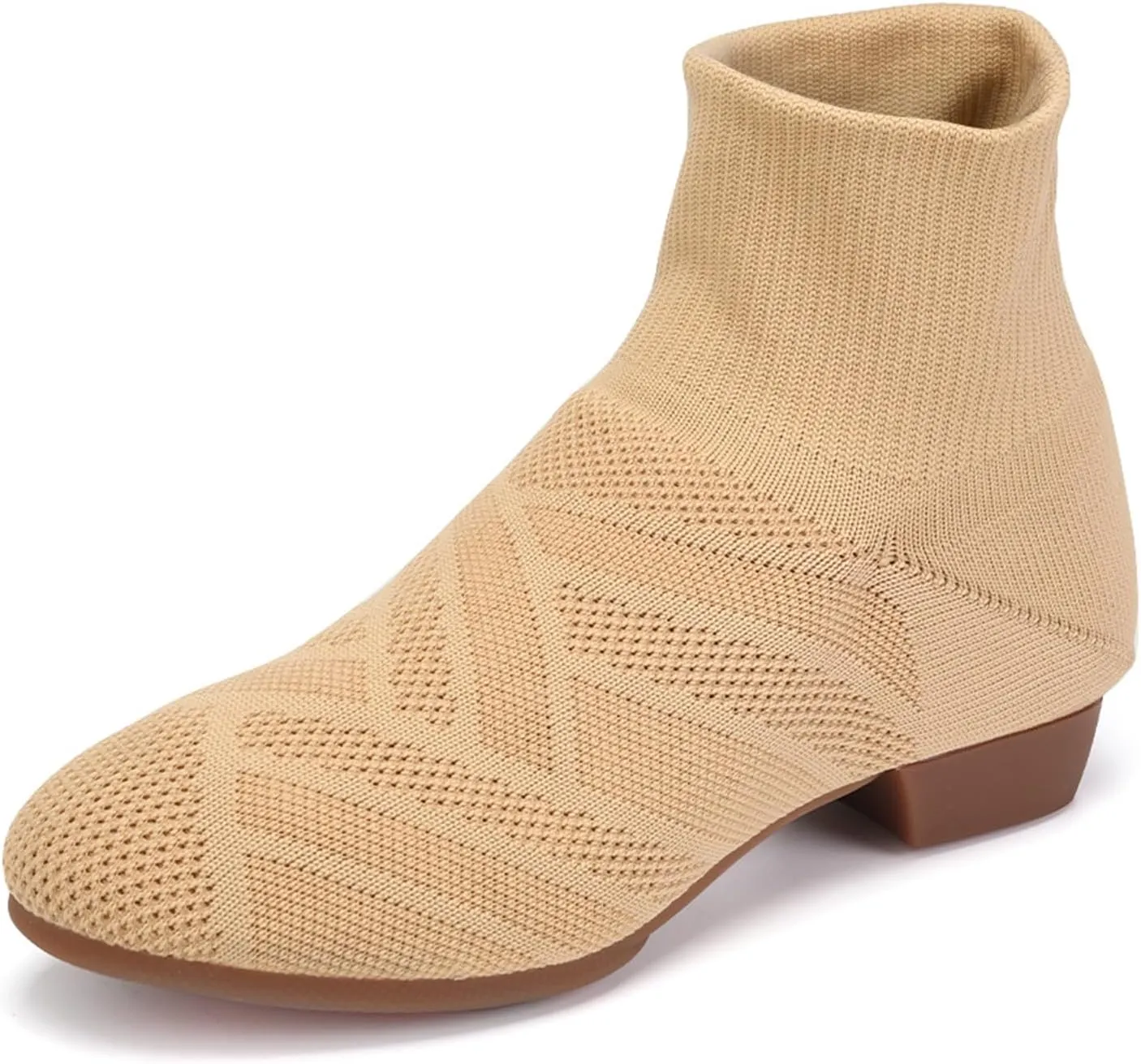 YKXLM Women Standard Practice Social Dance Sneaker Beginner Dance Practice Shoes for Women Low Heel Ballroom,Beige,1" Heel,7 US