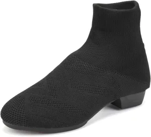 YKXLM Women Standard Practice Social Dance Sneaker Beginner Dance Practice Shoes for Women Low Heel Ballroom,Black,1" Heel,5 US