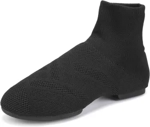 YKXLM Women Standard Practice Social Dance Sneaker Beginner Dance Practice Shoes for Women Low Heel Ballroom,Black,1" Heel,6 US