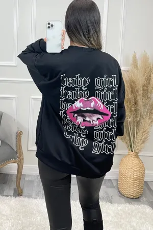 Zaira Black 'Baby Girl' Slogan Sweatshirt